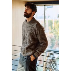 S�lve Aran Genser, herre - strikkekit, Finull - M