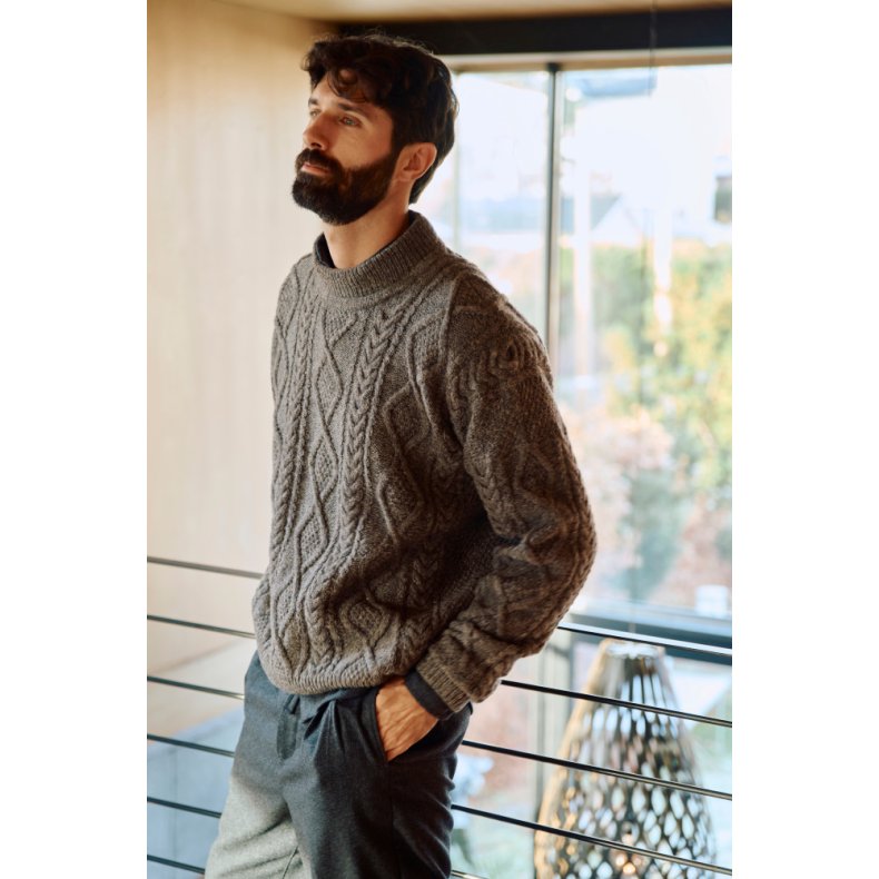 S�lve Aran Genser, herre - strikkekit, Finull - M