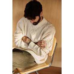 S�lve Aran Genser, herre - strikkekit, Finull - M