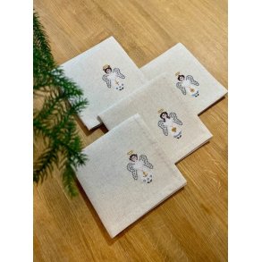 4 stk Angel servietter - broderikit - bestillingsvare