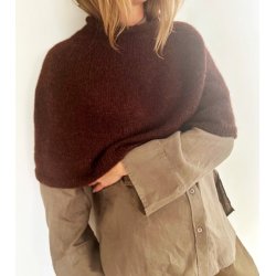  Plain Yoke Poncho - garnpakke, Snefnug - XXS - L
