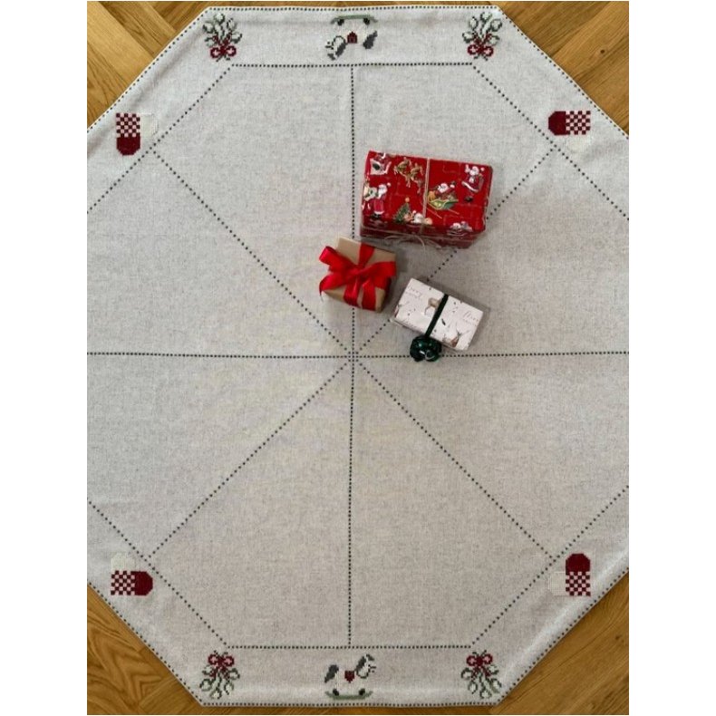 Motiver - ottekantet juletrstppe - broderikit - bestillingsvare
